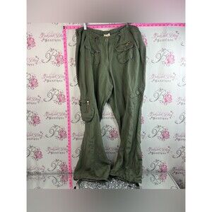 MXM cargo pants military green pockets Olive Green Boot-Cut Cargo Pants